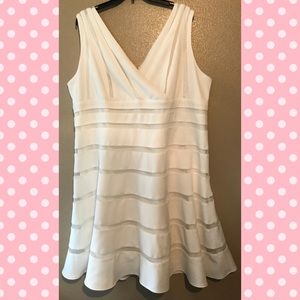 Sleeveless Illusion Striped Fit And Flare Dress